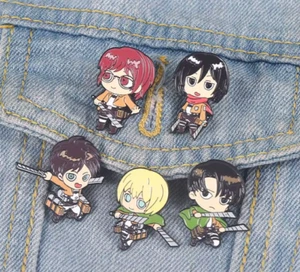 Attack on Titan Chibi Enamel Pins Custom Eren Mikasa Armin Levi pins - Picture 1 of 8