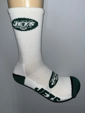 NEW YORK JETS FOOTBALL MENS WHITE STRETCH LOGO CREW LENGTH SOCKS LARGE Q Cover