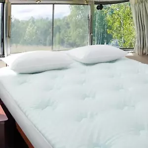 Memory Foam Short Queen Mattress Topper, RV Camper Queen Mattress Pad with Deep - Picture 1 of 8