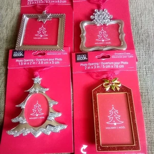 Juego de 4 marcos de fotos pequeños para decoración de estudio etiqueta de regalo de árbol tono plateado cuadrado - Imagen 1 de 6