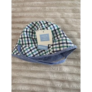 NWT Janie Jack Reversible Hat 12 18 months Coastal Preppy Nautical - Picture 1 of 3