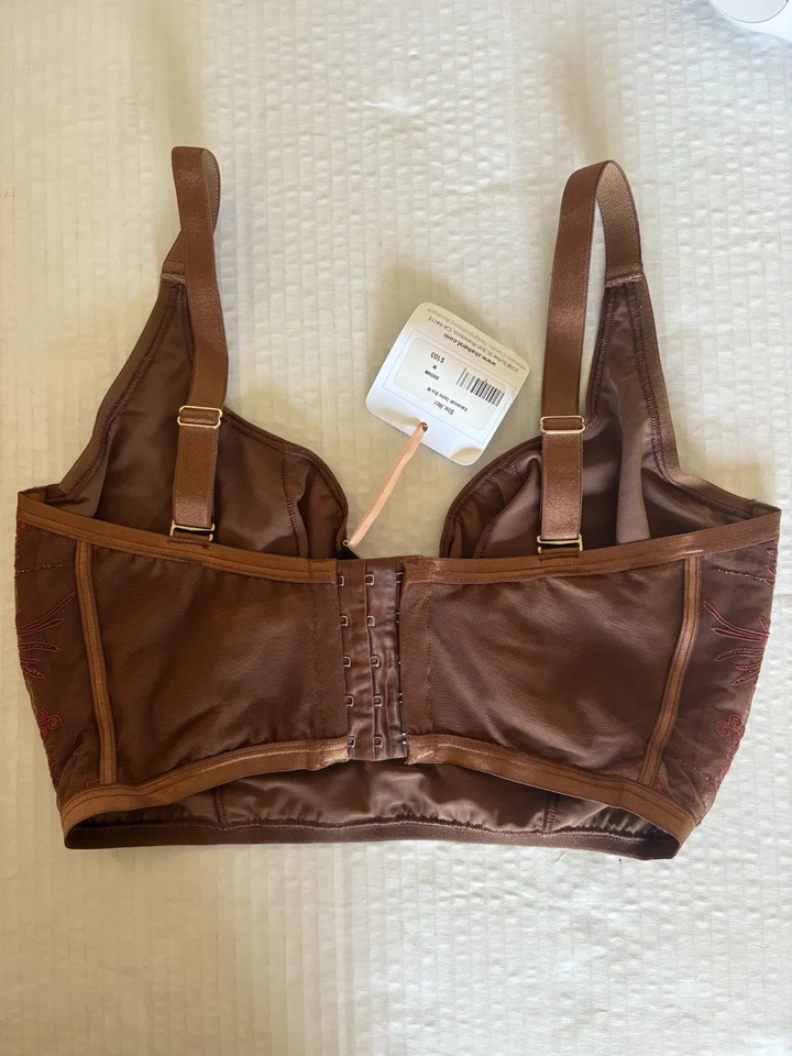Cosabella Savannah CURVY Small Longline Lace Bra NWOT Brown Floral - Image 1 of 4