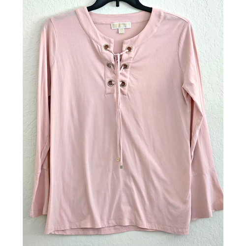 TOP CAMICETTA MICHAEL KORS Buff rosa lavaccia anteriore in pizzo rivetti strass TG. X LRG