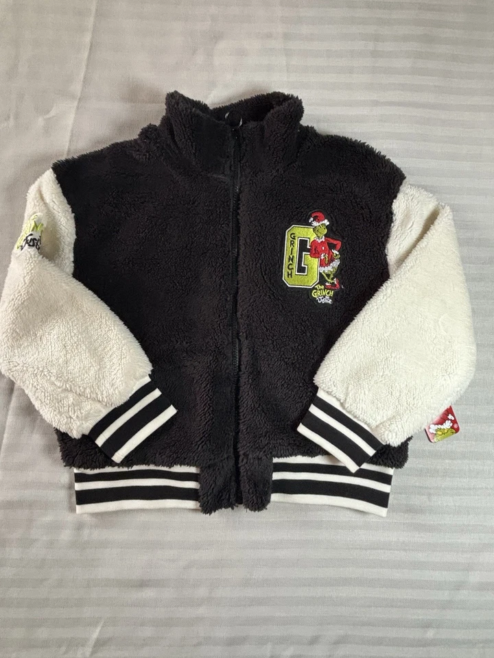 Chaqueta Universitaria Sherpa de Vellón The Grinch X Justice Jóvenes Niñas Talla S 7/8 Nueva con Etiquetas Foto 1 de 4