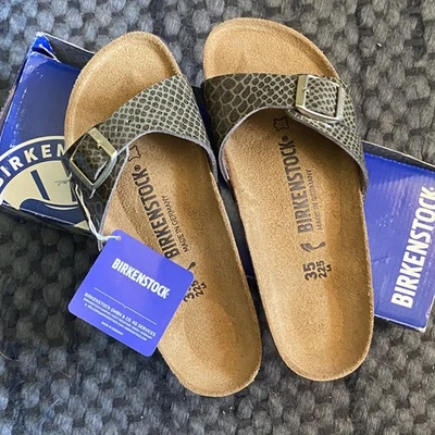 Birkenstock Flip Flops Sandals Madrid Khaki Magic Snake Women's Size US4 EU35 N - Image 1 of 4