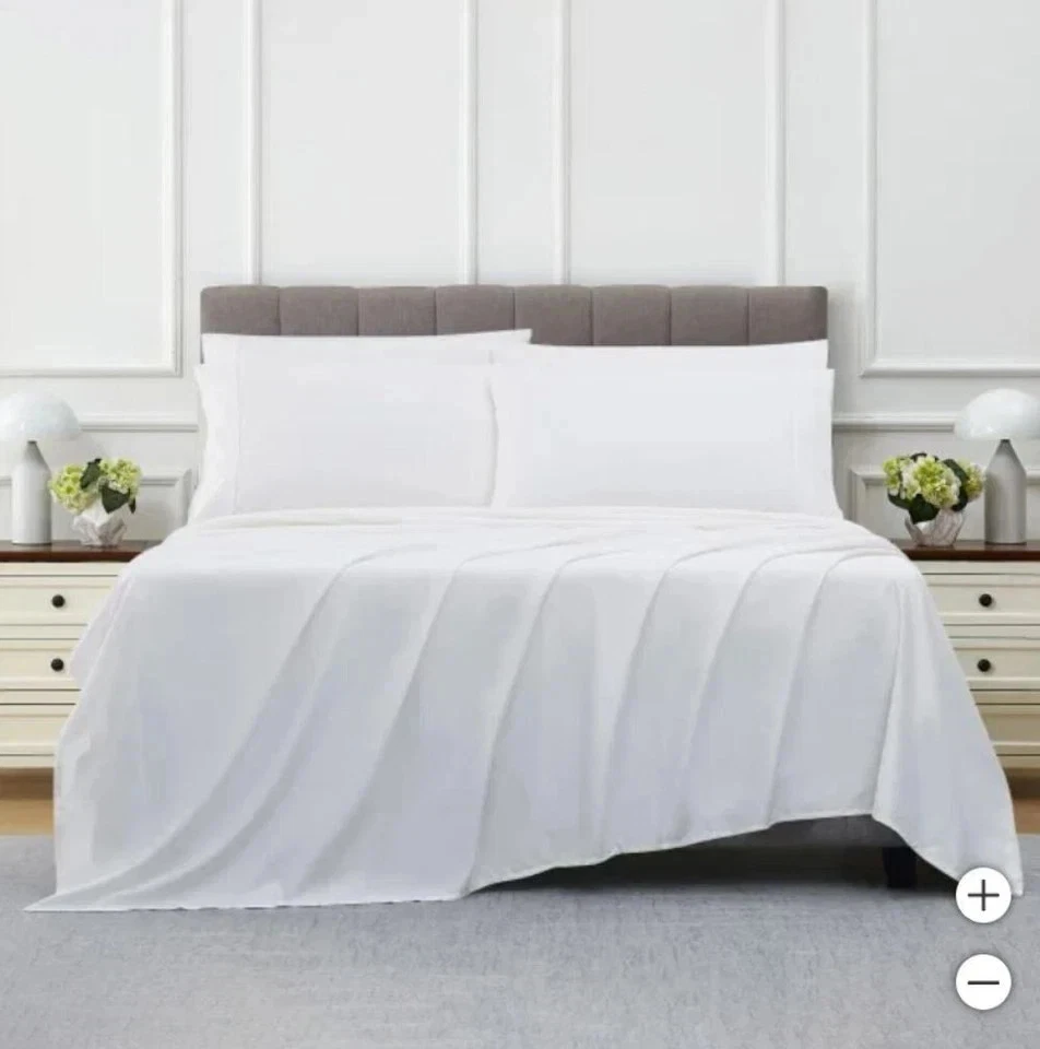 Juego de sábanas Kirkland Signature 680 hilos de 6 piezas - King, blanco brillante Foto 1 de 4