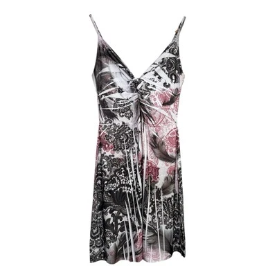 Venus Womens Dress Small Black White Paisley Lace Feather Babydoll Y2K Gypsy - Image 1 of 4