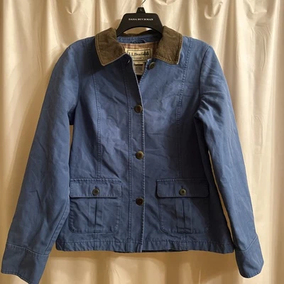 LL Bean Adirondack Chore Barn Coat Jacket Blur Women’s M Corduroy Trim  - Image 1 of 4