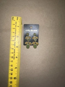 Ohrringe Blumen Grün und Orange Akzente Hängeohrringe Neu mit Etikett  - Bild 1 von 2