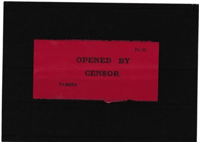 NS31/1 SIN USAR PALESTINA SEGUNDA GUERRA MUNDIAL ROJO PC 22 HAIFA ABIERTO POR CENSOR PAPEL SELLO ETIQUETA Foto 1 de 2