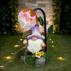 Garden Gnomes Outdoor Statue with Solar Lights Welcome Gnome Home Garden Deco... - Picture 1 of 9