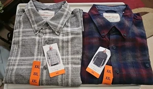 2 NUEVAS Camisas Impermeables Gris Franela Cuadros Informales Para Hombre Western Abotonadas XXL - Imagen 1 de 5