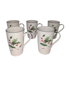 5er Set Mikasa English Countryside Seasons Holly Cappuccino Kaffee Tee Tassen - Bild 1 von 11