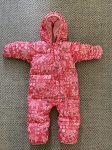 Columbia gesteppter Daunen-Schneeanzug mit Kapuze Einteiler Größe 12-18 Monate rosa Tiere - Bild 1 von 8