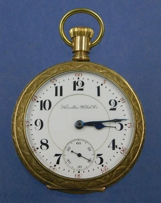 Hamilton 940 pocket watch 21J serviced + fancy gold filled case 1905 j910 - Image 1 of 4