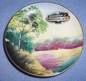 Vintage mini collector PLATE souvenir Waupun Wisconsin camping signed KURIKIS - Picture 1 of 2