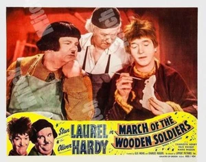 LAUREL & HARDY MARCH OF THE WOODEN SOLDIERS 1950 PAINT 11 x 14 LOBBY POSTER CARD - Picture 1 of 1
