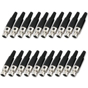 20,mini xlr 3 pin female Cannon Connector plug Mic Microphone Silver - Bild 1 von 12
