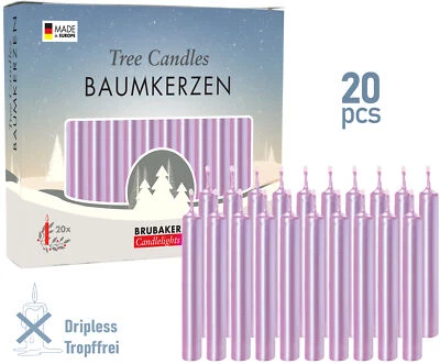 Velas de árbol BRUBAKER - Paquete de 20 - 33/4 x 1/2 pulgadas - Hechas en Europa - Muchos colores Foto 1 de 4
