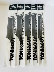 5 PCS Toni & Guy Carbon Antistatic Barber & Stylist Tail Comb Steel Tip 06926 - Picture 1 of 4