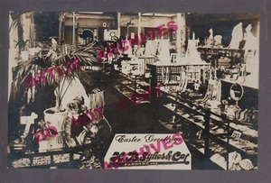 Elkhart INDIANA RPPC c1910 STORE INTERIOR Easter Greetings H.B. SYKES & CO. IN - Picture 1 of 2