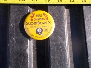 1976 World Champions Super Bowl X Pittsburgh Steelers Cowboys Pinback button - Picture 1 of 3