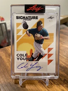 2023 Leaf Signature Series Baseball Cole Young Prospect Auto #1 of 1 🔥📈 - Picture 1 of 2