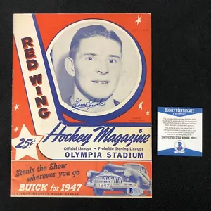 Harry Lumley Signed Detroit Red Wings 1947 Olympia Game Program Beckett COA - Picture 1 of 1