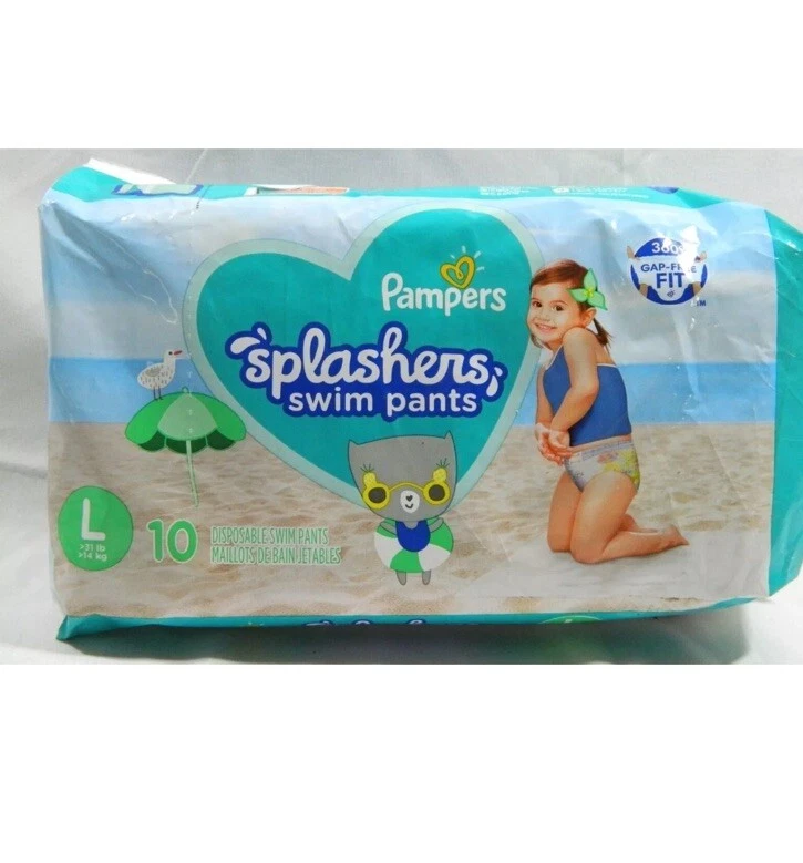 Pampers Splashers Pañales de Natación Desechables Pantalones de Natación Talla Grande 31 lb 10 Unidades Foto 1 de 1