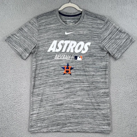 Houston Astros Nike Dri-Fit Shirt Mens Small Gray Striped MLB Baseball Cover