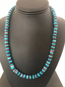 Collana Navajo Indiana Viola Spinosa Ostrica Turchese Perline Sterling 8032 - Foto 1 di 12