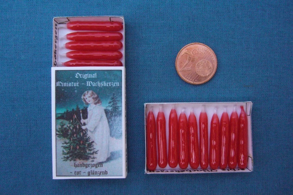 REGU - LAUBSÄGEVORLAGEN 6 ARBEITEN ECHTE handgezogene MINIATUR - WACHSKERZEN rot Sort D-43 ++++++++++++++++++++++++