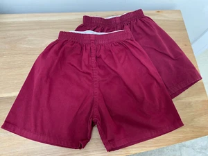Pair David Luke Unisex Maroon Classic Sports PE School Shorts Waist 65cm 26" - Picture 1 of 3