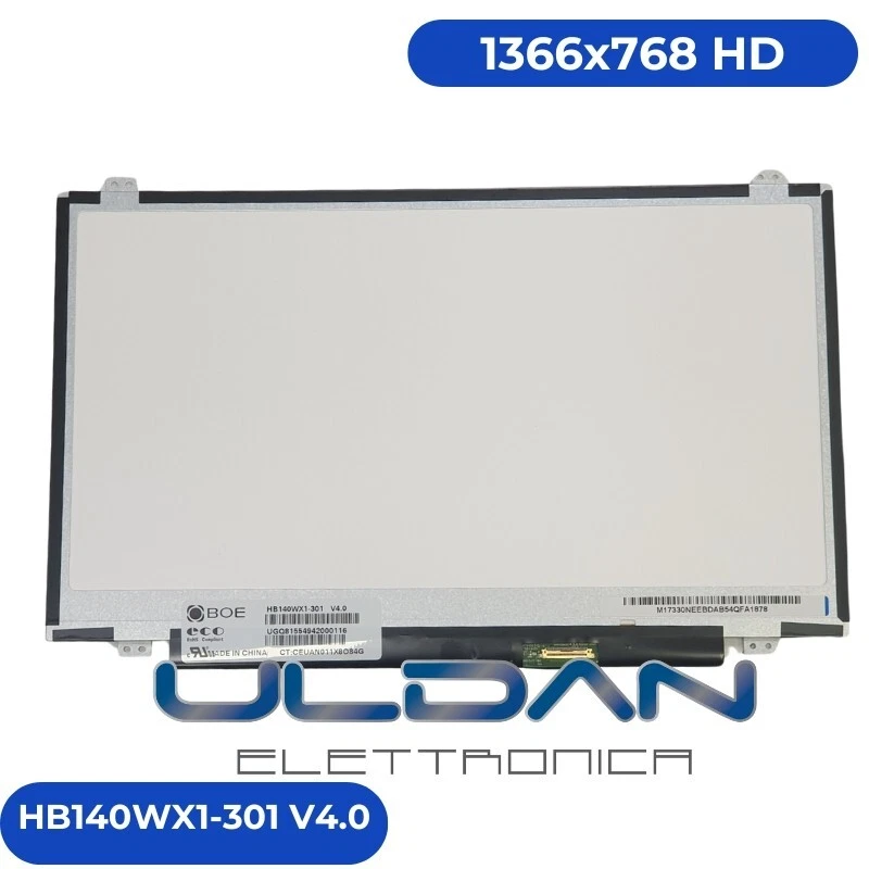 Monitor LCD MEDIACOM SMARTBOOK 14 S140 M-SBS140C 14" 30 PIN 1366×768 HD notebook - Immagine 1 di 1