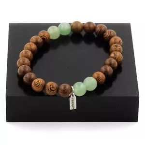 Armband Perlen Aventurine + Holz 8 Mm. Made IN Frankreich - Bild 1 von 3
