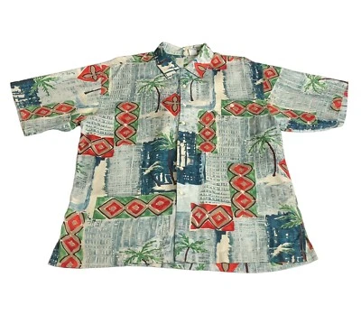 Vintage Burma Bibas Shirt Mens Medium Hawaiian Silk Camp Lounge Retro Palm Loop - Image 1 of 4