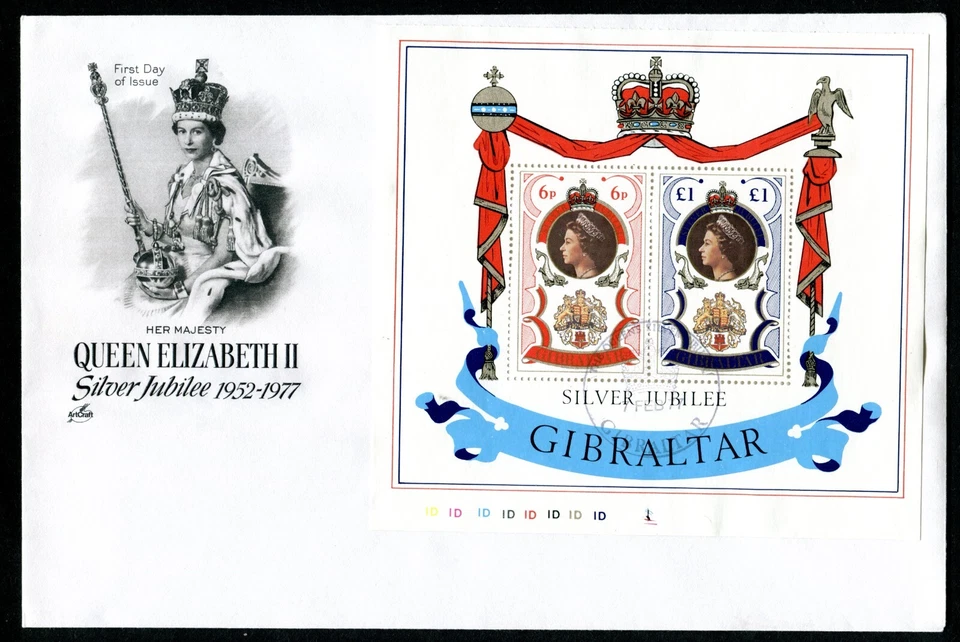 GIBRALTAR 1977, QUEEN ELIZABETH II REIGN - 25TH ANNIV. Sc 339a S/S on F.D.C. - Image 1 of 1
