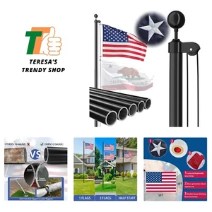 20 Fuß 12 Stärke Aluminium Fahnenmast Kit - 100 MPH getestet, einfache Installation - Bild 1 von 9