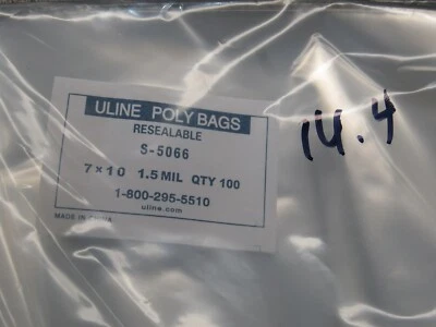 Uline Brand 7" x 10" Poly Bags Resealable 1.5 mil Clear Pack of 100 S-5066 - Image 1 of 2
