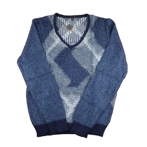 Benetton Mohair Sweater Extra Large Blue Gray Wool Acrylic Grunge Fuzzy Jumper - Picture 1 of 13