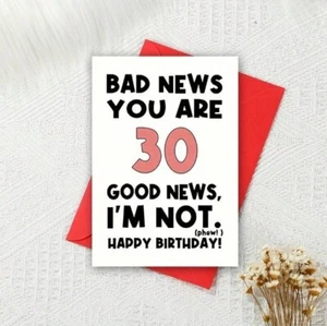 Funny Joke 30th Birthday Card Friend Her Him She His Brother Sister Partner - Picture 1 of 2