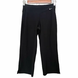 Nike Women’s Black Cropped Active Workout Side Slit Leggings Size XS - Picture 1 of 7