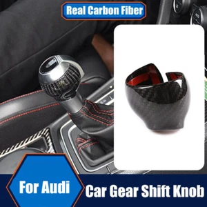 Black Real Carbon Fiber Car Gear Shift Knob Trim Cover For Audi A3 Q3 TTRS RSQ3 - Picture 1 of 7