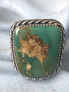 Classic Southwestern Handcrafted Natural Nevada Turquoise Ring Sterling Size 7.5 - Picture 1 of 4