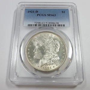 1921 D PCGS MS63 - Silver Morgan Dollar $1 US Coin #54436A - Picture 1 of 3
