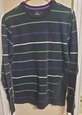 Volcom Men’s Med. Long Sleeve Knit Lightweight Striped Shirt - Image 1 of 4