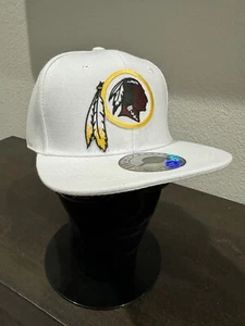 Retro Throwback Washington Redskins Logo weiß Flat Bill Snapback Cap Mütze NEU - Bild 1 von 5