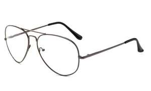 Clear Lens Glasses Office Smart Eyewear Gunmetal Black Fake Nerdy Retro UV 100% - Picture 1 of 5
