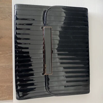 BLACK Ted Baker Lilsy Enamel Quilted Flap Ipad Case Bag Tags French Bulldog £25 - Image 1 of 4