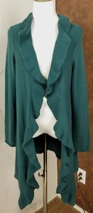 J. Jill Damen Gr. L vorne offen Wasserfall Rüschen Long Cardigan Pullover - Bild 1 von 5